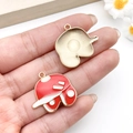 Mini alloy sports helmet pendant charm with red and white enamel finish for DIY jewelry - Red Baseball Cap (19638) / 24x25mm