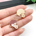 DIY American football helmet pendant in gold and maroon enamel for jewelry making - Brown Double Ring Rugby Helmet (21721) / 19x17mm