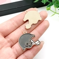 DIY American football helmet pendant in black and white enamel with gold metal finish - Black Rugby Helmet (21725) / 28x25mm