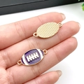Golden and purple American football charm pendant connector for DIY jewelry making - Purple Rugby (21733) / 26x12mm