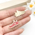 DIY red football shoe enamel pendant with golden finish for jewelry making - Red Baseball Cleat (19639) / 14x26mm