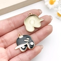 DIY baseball cap alloy pendants with black and white drip oil finish and gold base - Black Baseball Cap (19637) / 24x25mm