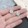 Silver rose alloy magnetic connector for DIY jewelry making, dual hanging holes style - White K Double-Sided Rose Style (19843) / Silver