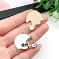 Miniature white and gold American football helmet alloy pendant for DIY jewelry making - White Rugby Helmet (21724) / 28x25mm