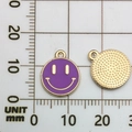 Purple smiley face enamel alloy pendant with golden finish and grid size measurement - Small (11.5x14mm) / Purple