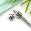 Perline sole in argento antico per bracciali fai-da-te con design viso goffrato - Stile Volto Sole Argento Antico (8807)