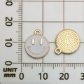 White enamel smiley face charm with gold metal plating for DIY necklaces and jewelry - Small (11.5x14mm) / White