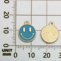 Sky blue alloy smiley face charm with gold finish for DIY jewelry and necklaces - Small (11.5x14mm) / Lake Blue