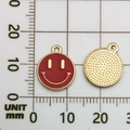 Red enamel smiley face round charm in gold finish for DIY jewelry making 12mm size - Small (11.5x14mm) / Red
