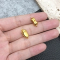 Polished gold bean-shaped magnetic clasp with double rings for DIY jewelry making - Gold Ingot Shape (19858)