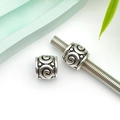 Perla cilindrica in argento antico con motivi a spirale per bracciali e ciondoli fai-da-te - Stile Spirale Argento Antico (8815)