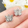 Silver butterfly charm pendants with vintage engraved details for DIY jewelry making - Antique Silver Zinc Alloy Butterfly (SN1150)