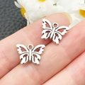 Pair of vintage hollow butterfly charms in antique silver finish for DIY jewelry - Antique Silver Zinc Alloy Hollow Butterfly (SN1150)