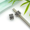 Perline a foro largo in argento antico con incisioni vintage per creazione gioielli - Stile Infinito Argento Antico (8819)