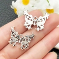 Ciondoli a farfalla in argento vintage con design traforato per gioielli fai da te - Farfalla Vuota Artigianato Pesante Argento Antico (SN1150)