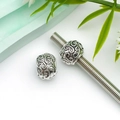 Perla in argento antico con foro grande e motivi a volute per gioielli fai-da-te - Stile Cuore Nuvola Argento Antico (8820)