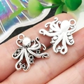 Tibetan silver octopus charms for DIY jewelry making in antique and bright silver finish - Octopus Style (22289)