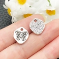 Ciondoli vintage in argento con farfalla e onde per creazione gioielli fai da te - Farfalla Tonda Argento Antico (SN1150)