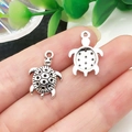 Tibetan silver turtle charm pendant in antique finish for DIY jewelry and crafts - Medium Turtle Style (22291)