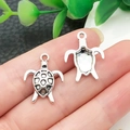 Detailed silver turtle pendant charms for DIY jewelry and keychain accessories - Turtle Style (22294)