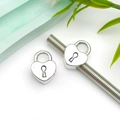 Ciondoli a lucchetto a cuore in lega d'argento per bracciali con finitura lucida - Stile Serratura a Cuore Argento Antico (8887)