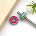 DIY colorful striped resin beads with large holes and metal screw bar for bracelets - Round Striped Barrel Bead (17938)