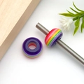 Rainbow striped resin large hole beads for DIY bracelet jewelry making accessories - Round Striped Barrel Bead (17939)