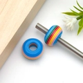 Colorful striped resin beads with large holes for DIY jewelry bracelets and necklaces - Round Striped Barrel Bead (17940)