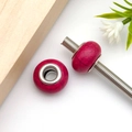 Red marble textured large hole beads with silver metal core for DIY bracelet making - Marble Pattern Faux Turquoise Large Hole Bead (17951)