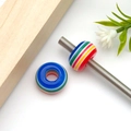 DIY large hole resin bead with colorful rainbow stripes for jewelry making bracelet crafts - Round Striped Barrel Bead (17942)