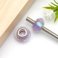 Faceted purple resin bead with silver core on bracelet rod for DIY jewelry making - Round Faceted AB Colorful Large Hole Bead (17945)