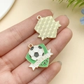 Detail of soccer charm with green enamel shield and golden texture on the back - 22943-1 27x25mm-3.45g Green Oil-drip Zinc Alloy Sports Soccer Series Shield Badge Soccer