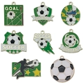 Green enamel soccer ball alloy pendants set with assorted goal and cleat designs - Soccer Theme Set (SN1202)