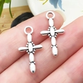 DIY ασημένια μενταγιόν σταυρού από κράμα για χειροποίητη κατασκευή κοσμημάτων - Ασημί Αντίκ Κράμα Ψευδαργύρου Οβάλ Σταυρός (18726)