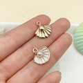 Detailed view of alloy shell pendants with faux pearls and white enamel for DIY jewelry - White (15775)