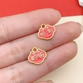 Chinese Ruyi lock charms with red enamel and golden finish for DIY bracelets - Red Enamel Clever Scholar Text Pendant
