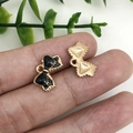 Golden alloy bow pendant with black enamel finish for DIY jewelry and necklaces - Black Bow