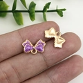 DIY purple enamel bow pendant with gold plating and radial texture for jewelry making - Purple Bow