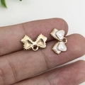 White enamel bow pendant with gold metal edges and ring for DIY jewelry making - White with Bowknot