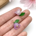 Handheld view of lavender acrylic lily of the valley charm with pearl for DIY jewelry - Purple Lily Of The Valley (22368)