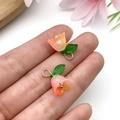Paar oranje-roze lelietje-van-dalen acryl hangers met groene bladeren - Oranjeroze Lelietje-Van-Dalen (22370)