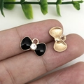 Black enamel bow pendant with sparkling rhinestone and golden alloy finish for DIY jewelry - Black Bowtie with Rhinestone