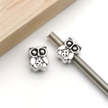 Ciondolo gufo in argento antico con foro grande per bracciali fai-da-te vintage - Stile Gufo Argento Antico (13236)