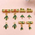 Oriental style bamboo joint jewelry pendant with green enamel leaves and FU character - Enamel Bamboo Joint Success Collection (SN1171)