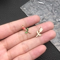 Red enamel rose flower pendant charm in golden alloy finish for DIY jewelry - Red Enamel Rose (10988)