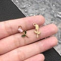 Pink and green enamel rose flower alloy pendant charm with golden metal back for DIY jewelry - Pink Enamel Rose (12317)