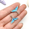 Blue enamel mermaid tail charms in silver finish for DIY jewelry making pendants - Blue Mermaid Tail Style (14919)
