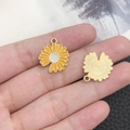 Yellow daisy charms in enamel finish with golden textured back for DIY jewelry making - Yellow Enamel Single Faced Sunflower (12067)