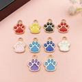 Pendentifs pattes d'animaux colorés en alliage pour bijoux DIY en dix couleurs vives - Petit Style Mixte Émail Or KC Double Face (SN1334)