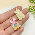 Pendentifs nains de Pâques émaillés avec oreilles de lapin pour la création de bijoux DIY - Style Nain de Pâques (21711)